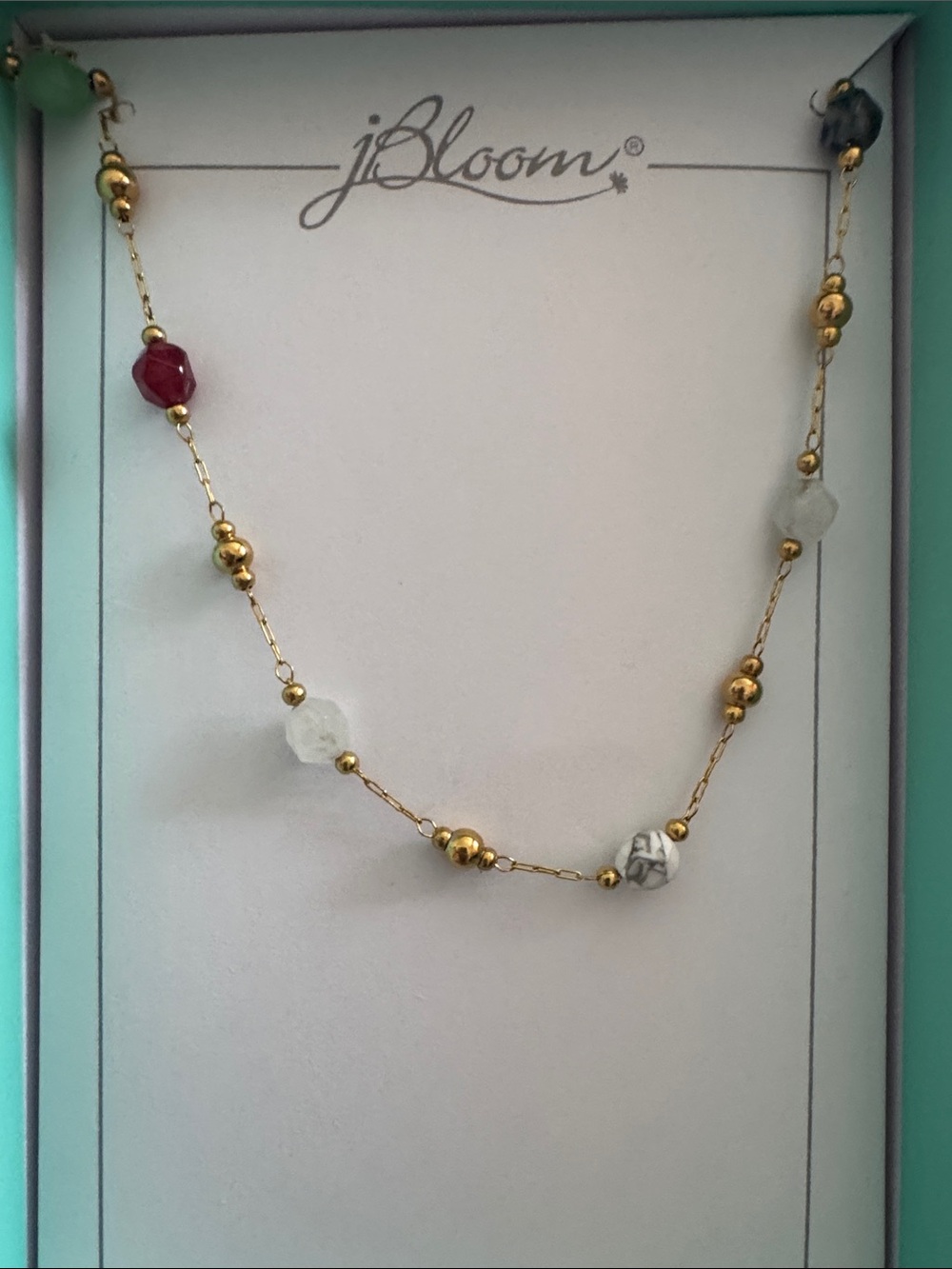bloom Avery Gold Beaded Necklace with Multicolor Gem Accents Fashion Jewelry